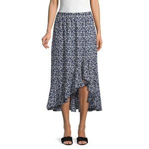 Max Studio Ruffle High-Low Floral Midi Skirt ISO